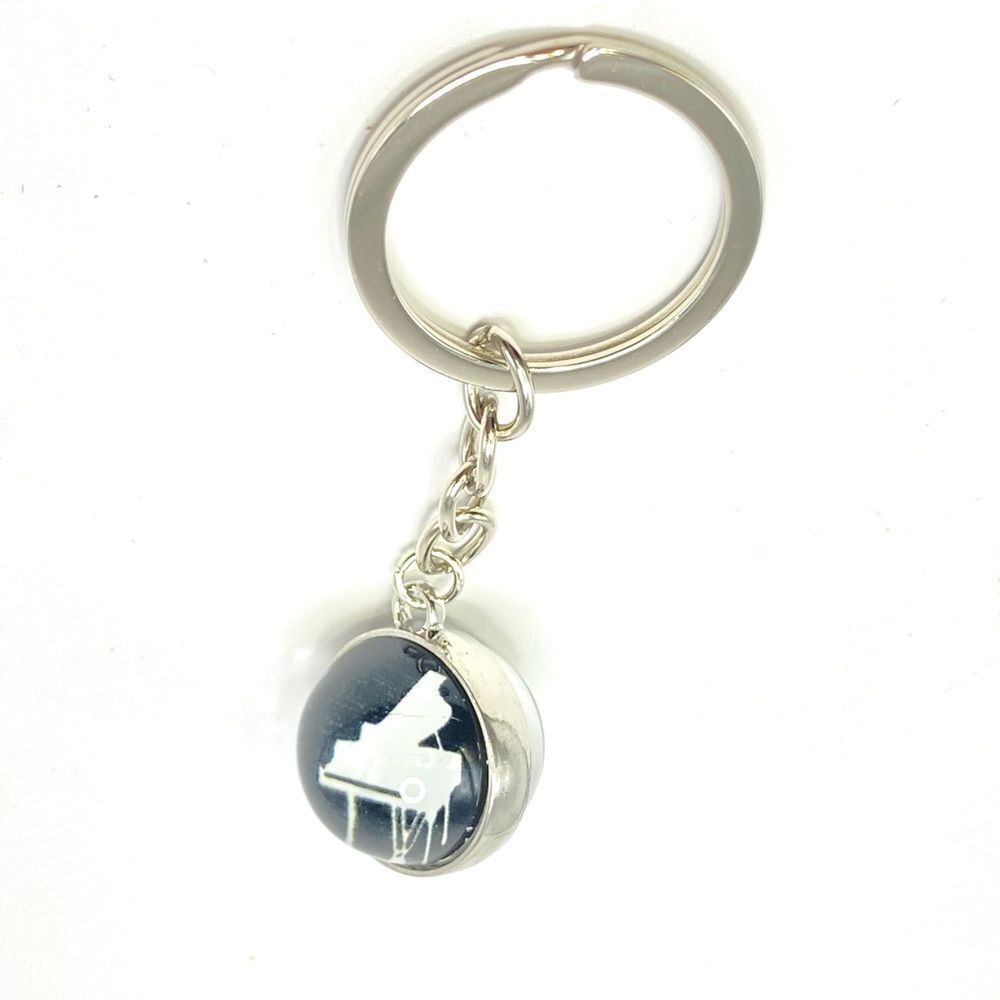 Stainless steel music piano bubble keychain